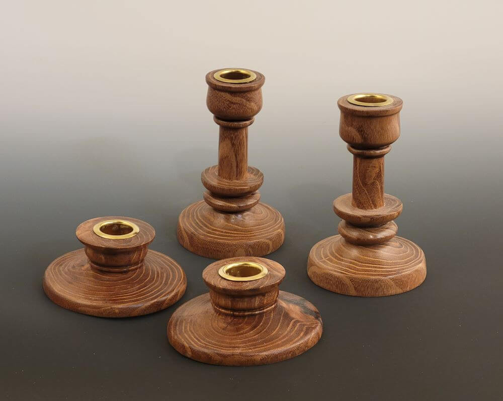 2 pairs black locust candlesticks