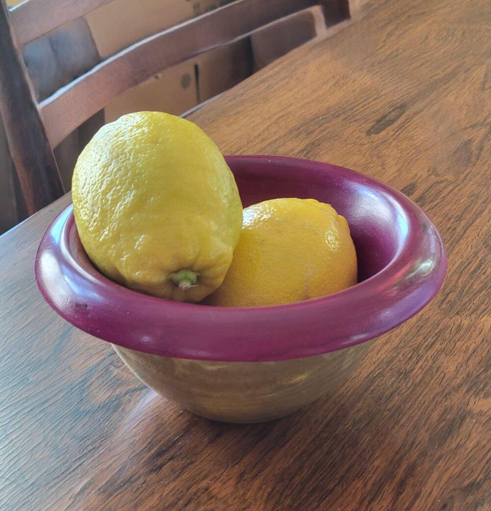 Poplar bowl with natural pokeweed dye