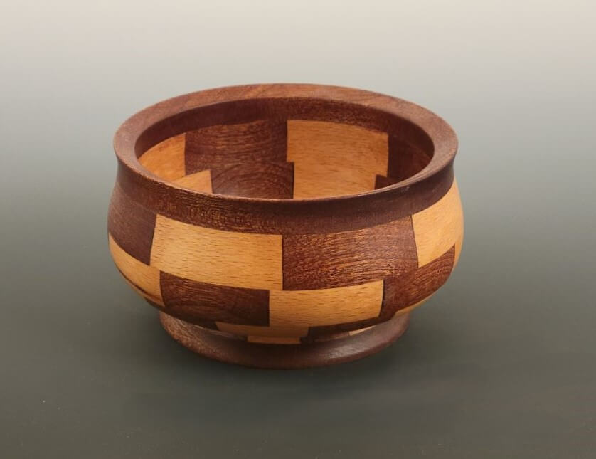 Walnut & oak random segmented bowl